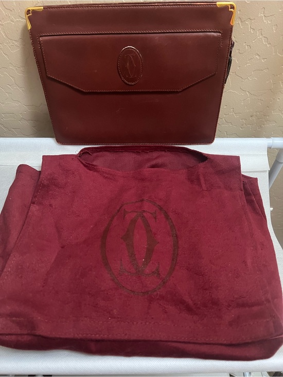 Cartier Handbags - Vintage Cartier Must Burgundy Leather Clutch Portfolio w Dust Bag